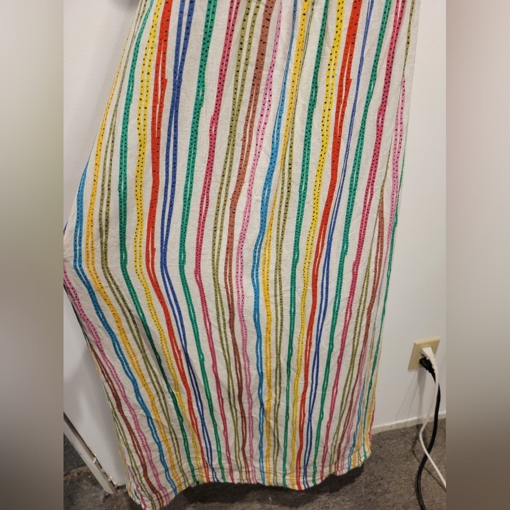 Zara Size Xs Linen Blend Multicolored Boho Maxi Tent Dress pockets - Picture 3 of 7